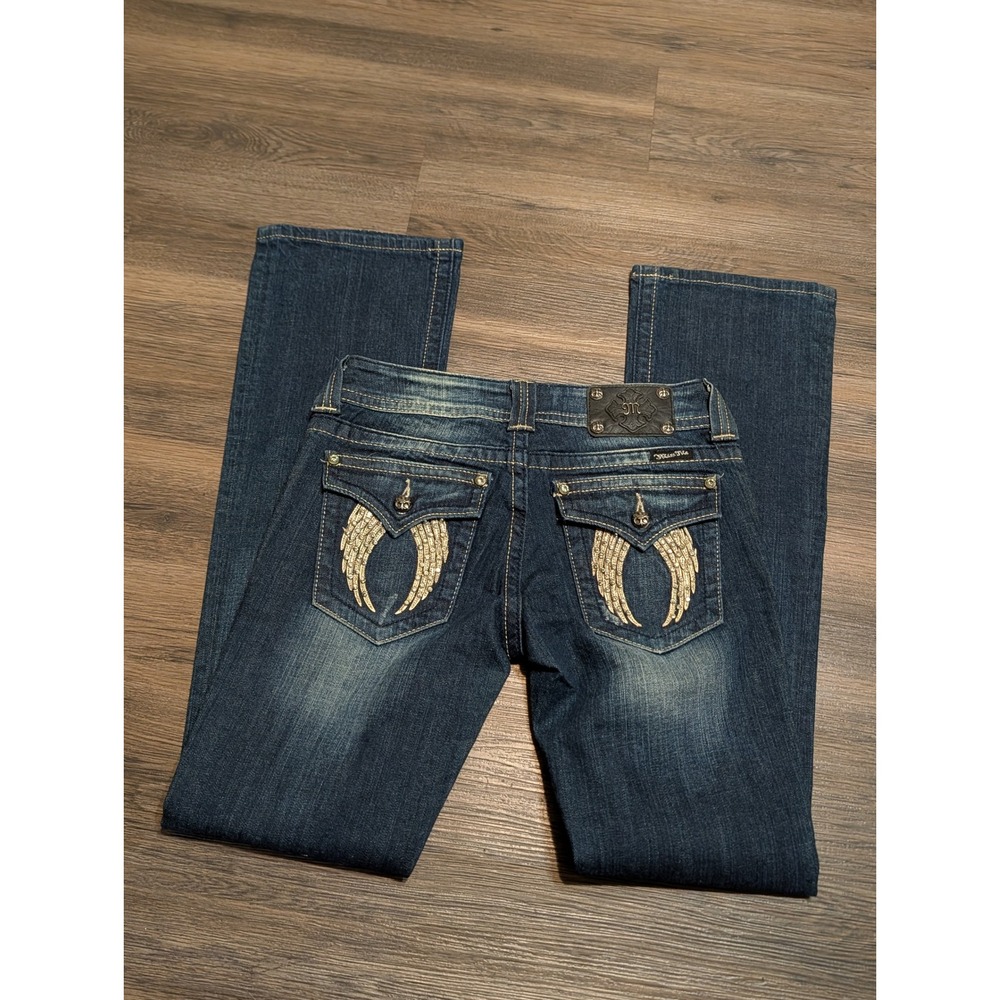 Miss Me Bootcut Jeans JP5082B12 Dark Wash Angel Wing Embellished Size 28